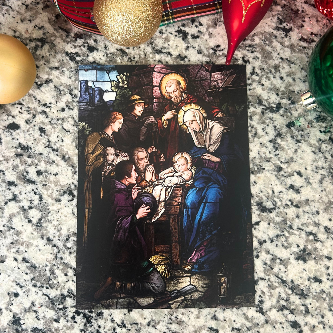Nativity Stained Glass Christmas Cards