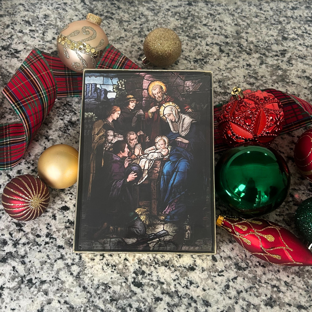 Nativity Stained Glass Christmas Cards