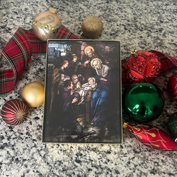 Nativity Stained Glass Christmas Cards