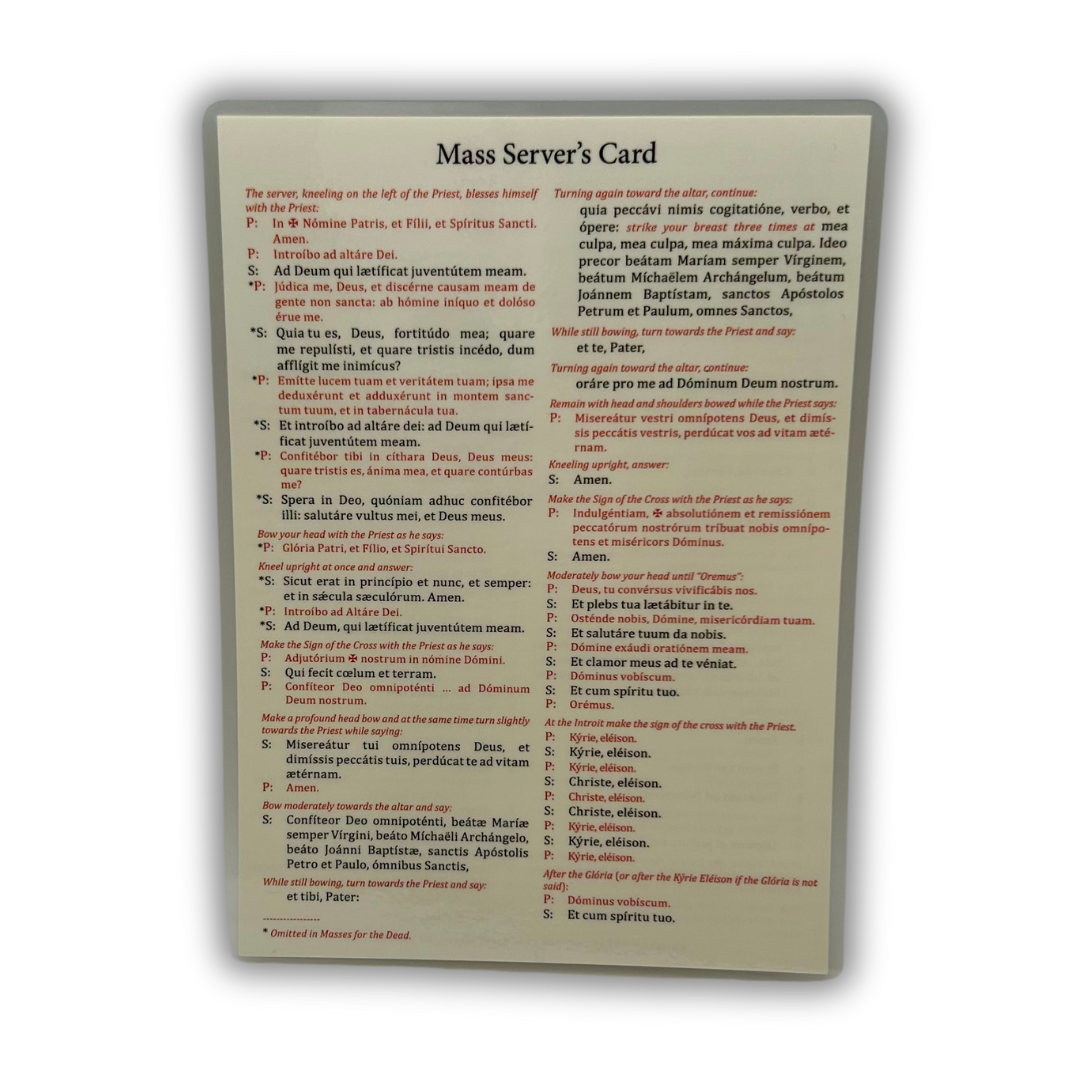 Serving At The Altar - Server Response Card