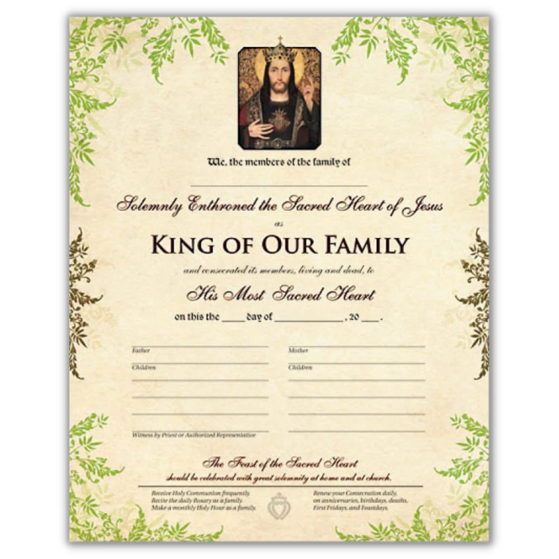 Sacramental Record: Enthronement Of The Sacred Heart 11 X 14