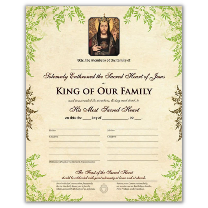 Sacramental Record: Enthronement Of The Sacred Heart 11 X 14