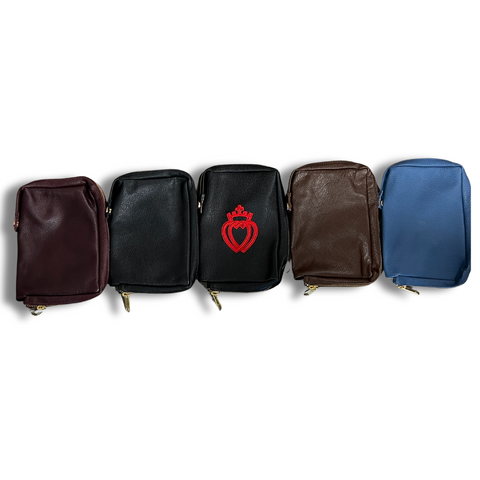 Black Embroidered Leatherette Missal Cover w/Twin Hearts