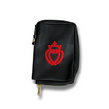 Black Embroidered Leatherette Missal Cover w/Twin Hearts