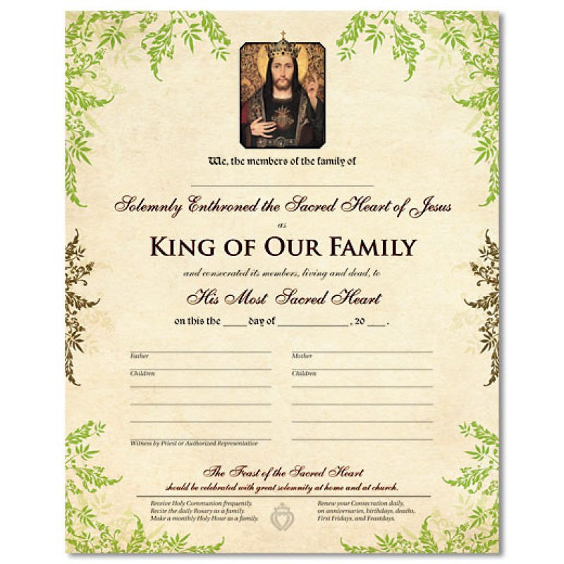 Sacramental Record: Enthronement of the Sacred Heart 8x11