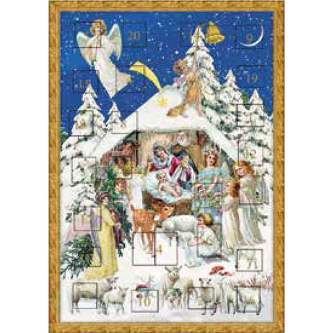 German Advent Calendar Nativity Scene Card