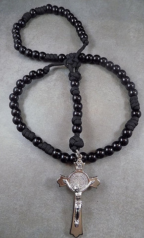 Original Black Monk Rosary - Black paracord - Angelus Press