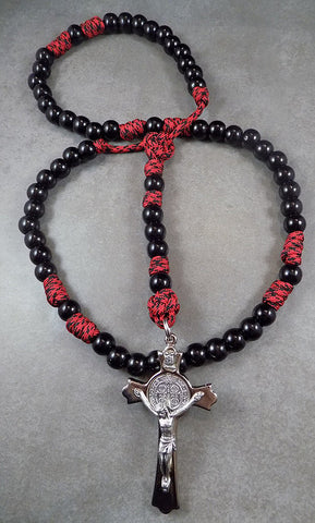 Original Black Monk Rosary - Red paracord